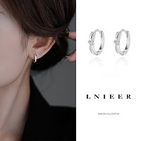 Lnieer 925纯银蝴蝶结耳圈女小众设计感养耳洞耳环2024年新款潮春夏耳饰