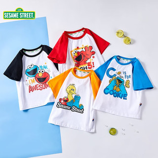  SESAME STREET童装女童短袖t恤夏装衣服女大童半袖上衣儿童夏季t恤 D01红色 100cm