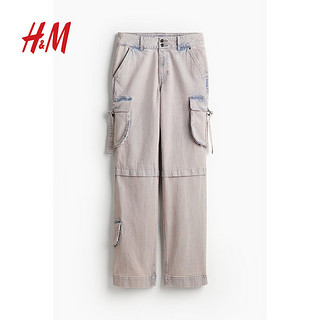 H&M2024春季女装牛仔工装长裤1233318 浅粉色/水洗 155/64A