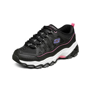 SKECHERS 斯凯奇 休闲鞋女款鞋子复古运动鞋百搭撞色拼接厚底老爹鞋 66666315-BLK 黑色