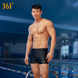 361度游泳裤男士专业运动平角五分速干宽松舒适海边泡温泉泳裤游泳装备 4032黑色 XL(体重:65kg-75kg)
