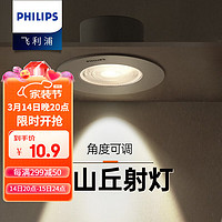 PHILIPS 飞利浦 led射灯嵌入式小山丘客厅过道吊顶防雾孔洞灯cob射灯 PVC款4W-中性光-开孔70-75mm白色