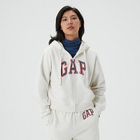 Gap 盖璞 女装冬季美式复古LOGO碳素软磨抓绒卫衣445808短辣妹开衫