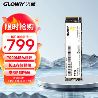 GLOWAY 光威 2TB SSD固态硬盘 M.2接口(NVMe协议) PCIe 4.0x4 长江存储颗粒 弈二代系列