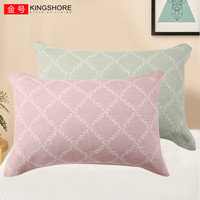 金号枕巾 简约格子纯棉加厚吸汗大枕巾 寝室家用透气枕巾 78*52cm 【网格】红+绿