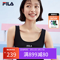 FILA 斐乐女子针织背心2024夏时尚休闲简约修身白色吊带 正黑色-BK 180/96A/XXL