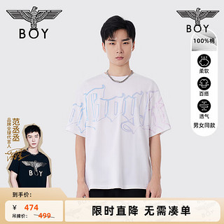 BOY LONDON春夏24男女同款短袖大LOGO炫彩设计感潮牌T恤N01038 白色 L