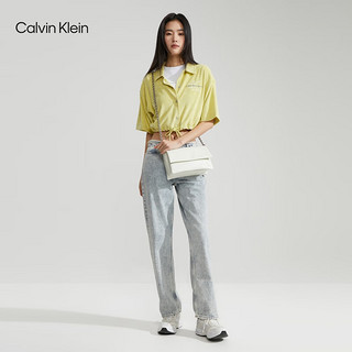 Calvin Klein女包24春夏经典小众金属字母翻盖链条斜挎小方包枕头包DH3571 115-象牙白 OS
