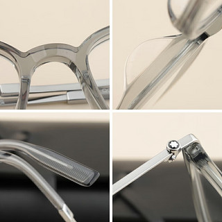 万宝龙中性款透明灰全框钛加板材镜框黑色镜腿镜架MB0315OA 002 54mm