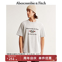 Abercrombie & Fitch 男装女装装 24春夏小麋鹿舒适圆领T恤 358443-1 浅灰色 L (180/108A)