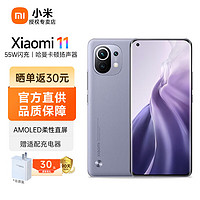 Xiaomi 小米 11 5G手机 骁龙888 2K AMOLED曲面屏 1亿像素 4600mAh大电量 无充电器 烟紫（素皮） 8GB 256GB