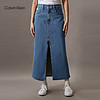 Calvin Klein Jeans24春夏新款女士复古经典双后袋前开叉牛仔半身裙40WK882 NA6-牛仔蓝 2