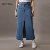 Calvin Klein Jeans24春夏女士复古经典双后袋前开叉牛仔半身裙40WK882 NA6-牛仔蓝 27