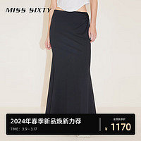 MISS SIXTY2024春季半裙女长款鱼尾裙修身性感辣妹风显瘦百搭 黑色 S