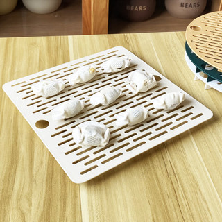 沃德百惠（WORTHBUY）家用饺子托盘饺子帘盖帘包饺子放置盘备菜盘子厨房篦子圆形专用垫 长方形大白+挂钩 34.7cm