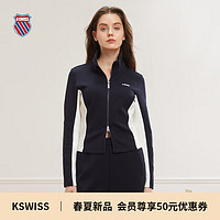 盖世威（K·SWISS）【秀场同款】24年春季开衫针织长袖外套女上衣199907 495深靛蓝 2XL