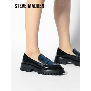 史蒂夫·马登 STEVE MADDEN/思美登舒适厚底乐福鞋女JK制服鞋女 UPHOLD 黑蓝色 34