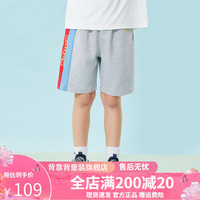 Kappa Kids卡帕中大童夏季运动校园风侧边条纹简约男女童百搭短裤 灰色 120