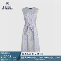 布克兄弟（BrooksBrothers）女士24早春新款印花图案休闲圆领收腰无袖连衣裙 9003-藏青色