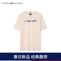 TOMMY HILFIGER24新款春季男装纯棉立体感彩色字母印花短袖T恤MW0MW34419