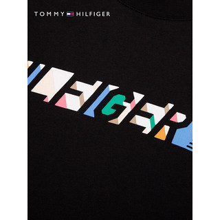 TOMMY HILFIGER24春季男装纯棉立体感彩色字母印花短袖T恤MW0MW34419 黑色BDS M （：135-150斤）