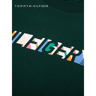 TOMMY HILFIGER24春季男装纯棉立体感彩色字母印花短袖T恤MW0MW34419 墨绿色MBP XXL （：180-200斤）