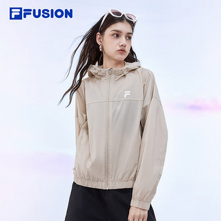 FILA 斐乐 FUSION斐乐梭织外套女2024夏时尚休闲防晒连帽上衣男 浅豆泥棕-BG M