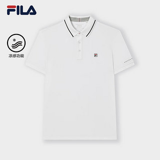 FILA 斐乐男子针织短袖POLO衫2024夏季时尚休闲凉感上衣 标准白-WT 175/96A/L