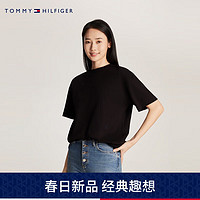 TOMMY HILFIGER 24新款女装纯棉刺绣舒适宽松针织上衣WW0WW41191 