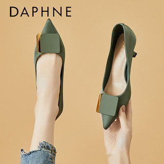 DAPHNE 达芙妮 高跟鞋女2024年新款细跟绿色鞋子中跟女鞋气质女士时尚单鞋