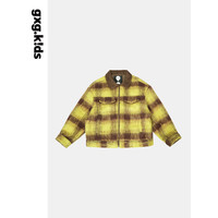 gxg.kidsGXG童装23冬季儿童外套中大童翻领格纹毛呢洋气短款外套 黄咖色 120cm