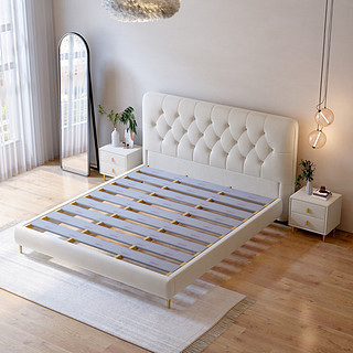 优卡吉现代轻奢1.8米2米极简奶油风皮床主次卧软包床双人大床 1.5米床+20cm椰棕床垫 框架款