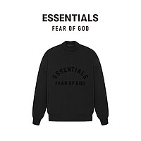 FEAR OF GOD ESSENTIALS拉丝LOGO系列棉质圆领卫衣加绒弧形美式高街潮牌舒适简约外套 玄黑色 XS