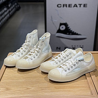 CONVERSE 匡威 1970S米黄色半透明网纱情侣款高低帮休闲帆布鞋A06224cA06223