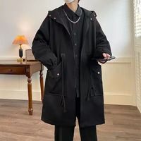 胖勤(PANGQIN)特大号8XL-L风衣外套男中长款秋冬季男长款男士大衣大码男装 黑色春秋款 5XL200-220斤