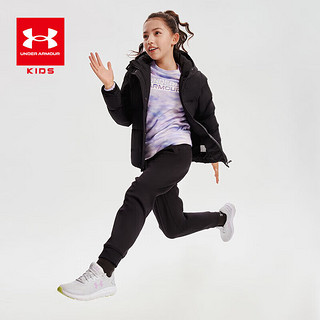 安德玛（Under Armour）女童短款羽绒服冬季加厚保暖连帽羽绒服女大童印花外套童装 165cm