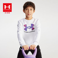 安德玛(Under Armour)男童圆领套头卫衣2024年童装儿童宽松运动百搭卫衣男大童上衣 白 白色 140cm
