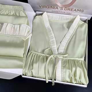 上海故事女生实用高级感丝绸睡衣高档惊喜礼盒装 绿色 XL