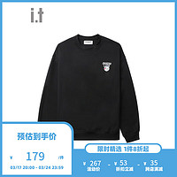 :CHOCOOLATE it 款基础圆领卫衣2024春季休闲日常款SWU310 BKX/黑色 3XL