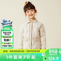 迷你巴拉 MINI BALA 巴拉男女童羽绒服2022冬宝宝三防衬衫翻领儿童羽绒外套bala奶白120