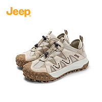 Jeep吉普运动鞋女免系带跑步鞋女德训鞋户外徒步登山鞋女 浅灰色 39