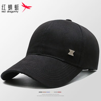 红蜻蜓 RED DRAGONFLY复古帽子男春夏户外休闲棒球帽宽檐显脸小太阳帽吸汗透气鸭舌帽 黑色 帽围可调（54-60CM）