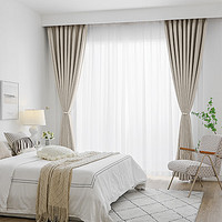家装季、PLUS会员：京东京造 高精密米色窗帘 宽1.8*高2.4米