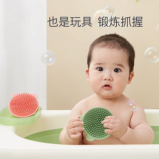 可优比婴儿洗澡洗头刷硅胶搓澡棉宝宝洗头用品 波尔多红