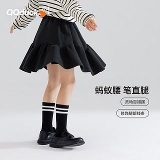 可可鸭（QQ DUCK）童装儿童裙子女童短裙大童半身裙JK校园风青少年衣服 (K可可花苞)黑色 120CM