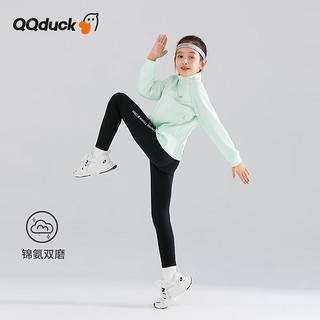 可可鸭（QQ DUCK）童装儿童裤子女童运动裤瑜伽训练裤青少年衣服训练裤黑色；150