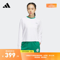 adidas休闲运动长袖T恤女装春季新款阿迪达斯官方轻运动JE3619 白 A/2XS