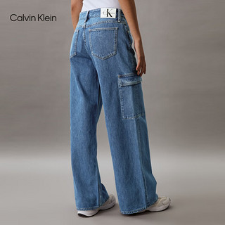 Calvin Klein Jeans24春夏女纯棉复古大口袋低腰宽松垮裤牛仔裤J224275 1A4-牛仔蓝 25