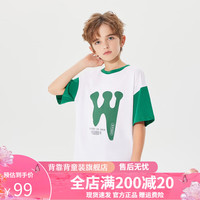 Kappa Kids卡帕儿童夏季短袖简约百搭男女童T恤校园风圆领上衣 绿色 薄款  120