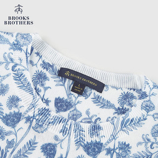 布克兄弟（BrooksBrothers）女士24早春国风图案印花短袖针织套头衫 9003-蓝色印花 L